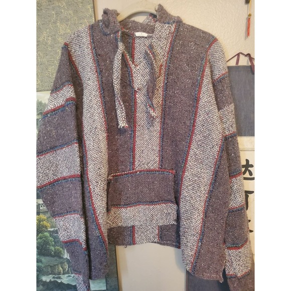 Small grey Baja poncho hoodie gently use - Picture 3 of 9